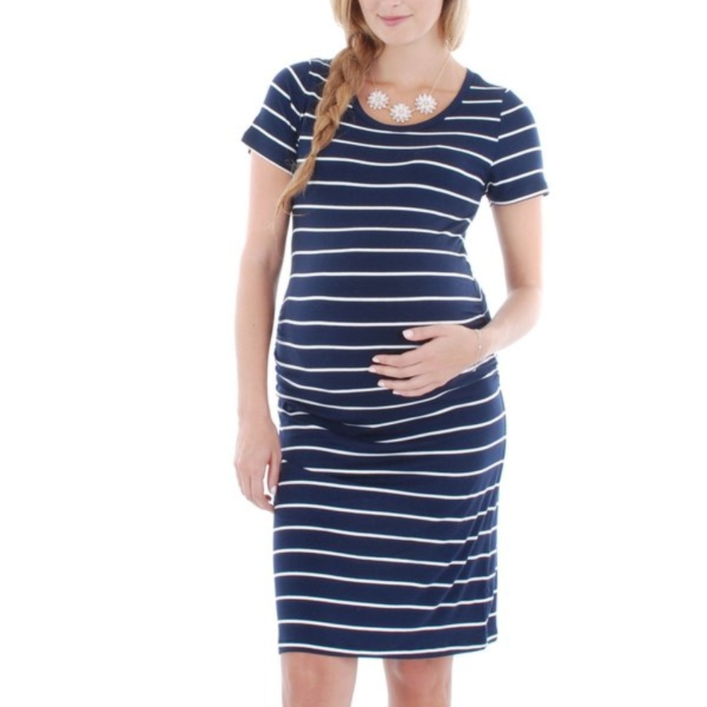 Everly Grey Navy Stripe Maternity Dress